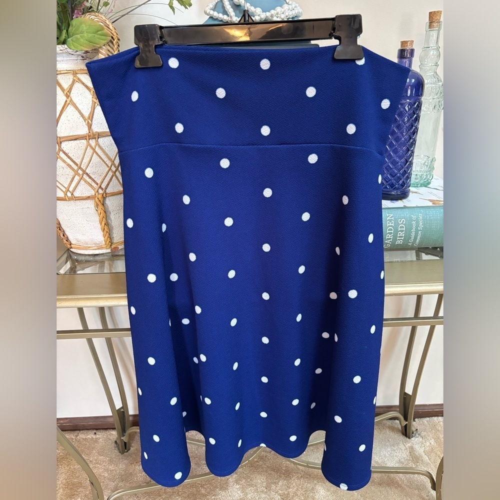 LuLaRoe Blue & White Polka Dot Skirt Flared Comfortable Wide Band Size 2XL - Picture 5 of 5